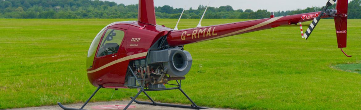 2 seater R22 Beta II piston helicopter built by Robinson Helicopters