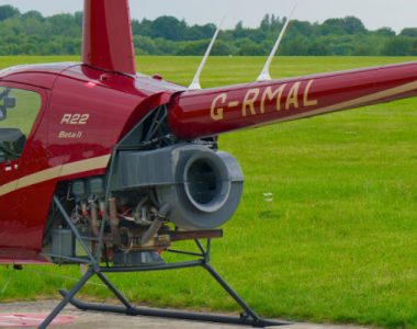 2 seater R22 Beta II piston helicopter built by Robinson Helicopters